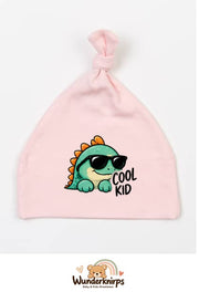 Knotenmütze Babybugz BZ15 in Pastellrosa mit Motiv Dino Cool Kid