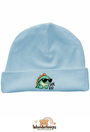 Umschlagmütze Rox-01 in Pastellblau mit Motiv Dino Cool Kid