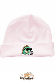 Umschlagmütze Rox-01 in Pastellrosa mit Motiv Dino Cool Kid