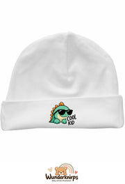 Umschlagmütze Rox-01 in Weiß mit Motiv Dino Cool Kid