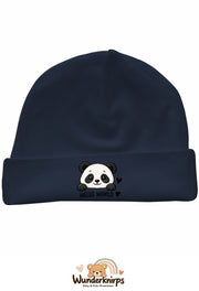 Umschlagmütze Rox-01 in Marineblau mit Motiv Panda Hello World