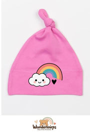 Knotenmütze Babybugz BZ15 in Bubblegum-Pink mit Motiv Regenbogen mit Wolke