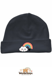 Umschlagmütze Rox-01 in Anthrazit mit Motiv Regenbogen mit Wolke