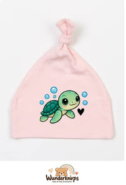 Knotenmütze Babybugz BZ15 in Pastellrosa mit Motiv Schildkröte mit Herz