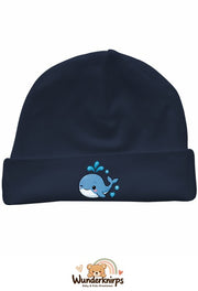 Umschlagmütze Rox-01 in Marineblau mit Motiv Wal mit Herzen