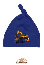 Knotenmütze Babybugz BZ15 in Marineblau mit Motiv Bagger Kleine Baustelle