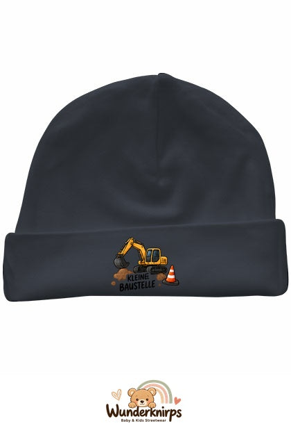 Umschlagmütze Rox-01 in Anthrazit mit Motiv Bagger Kleine Baustelle