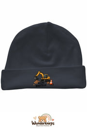 Umschlagmütze Rox-01 in Anthrazit mit Motiv Bagger Kleine Baustelle