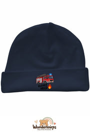 Umschlagmütze Rox-01 in Marineblau mit Motiv Feuerwehr Kleiner Held