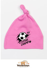 Knotenmütze Babybugz BZ15 in Bubblegum-Pink mit Motiv Fußball Future Champ