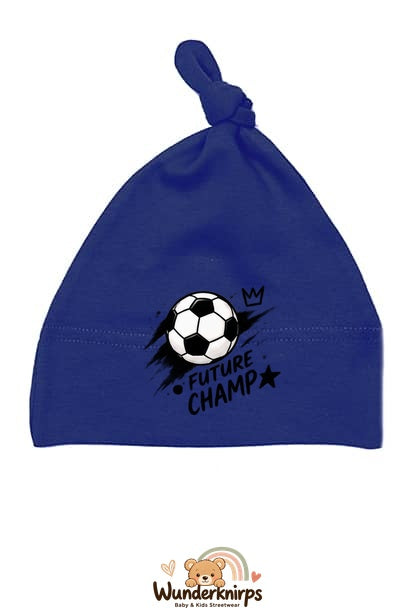 Knotenmütze Babybugz BZ15 in Marineblau mit Motiv Fußball Future Champ