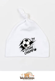Knotenmütze Babybugz BZ15 in Weiß mit Motiv Fußball Future Champ