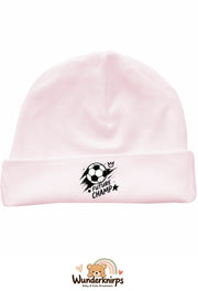 Umschlagmütze Rox-01 in Pastellrosa mit Motiv Fußball Future Champ