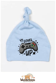 Knotenmütze Babybugz BZ15 in Staubblau mit Motiv Controller Level Up