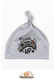 Knotenmütze Babybugz BZ15 in Grau meliert mit Motiv Controller Level Up