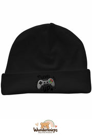 Umschlagmütze Rox-01 in Schwarz mit Motiv Controller Level Up