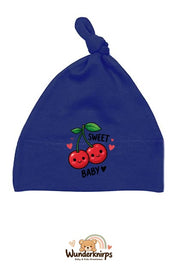 Knotenmütze Babybugz BZ15 in Marineblau mit Motiv Kirschen Sweet Baby