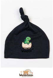 Knotenmütze Babybugz BZ15 in Schwarz mit Motiv Dino Kleines Wunder