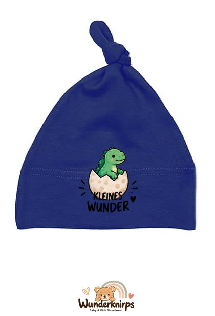 Knotenmütze Babybugz BZ15 in Marineblau mit Motiv Dino Kleines Wunder