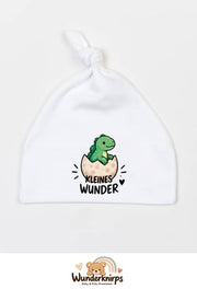 Knotenmütze Babybugz BZ15 in Weiß mit Motiv Dino Kleines Wunder