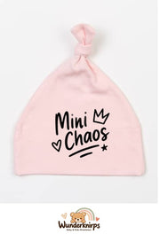 Knotenmütze Babybugz BZ15 in Pastellrosa mit Motiv Mini Chaos