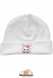 Umschlagmütze Rox-01 in Weiß mit Motiv Hase Süße Maus