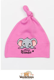 Knotenmütze Babybugz BZ15 in Bubblegum-Pink mit Motiv Elefant Kleines Wunder