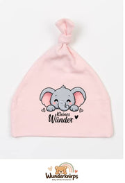 Knotenmütze Babybugz BZ15 in Pastellrosa mit Motiv Elefant Kleines Wunder