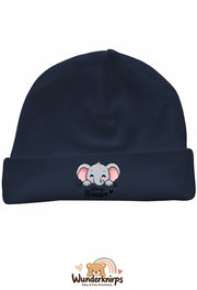 Umschlagmütze Rox-01 in Marineblau mit Motiv Elefant Kleines Wunder