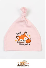Knotenmütze Babybugz BZ15 in Pastellrosa mit Motiv Fuchs Träume groß