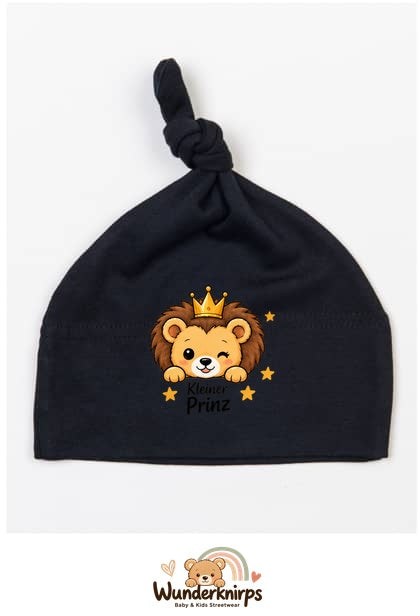 Knotenmütze Babybugz BZ15 in Schwarz mit Motiv Löwe Kleiner Prinz