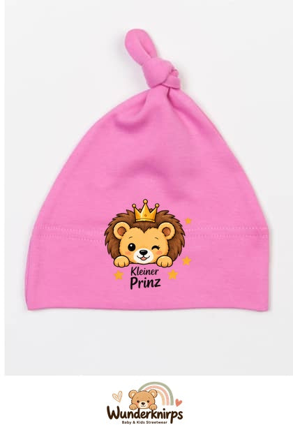 Knotenmütze Babybugz BZ15 in Bubblegum-Pink mit Motiv Löwe Kleiner Prinz