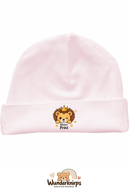 Umschlagmütze Rox-01 in Pastellrosa mit Motiv Löwe Kleiner Prinz
