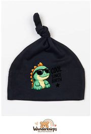 Knotenmütze Babybugz BZ15 in Schwarz mit Motiv Dino Cool since Birth