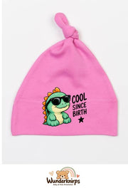 Knotenmütze Babybugz BZ15 in Bubblegum-Pink mit Motiv Dino Cool since Birth