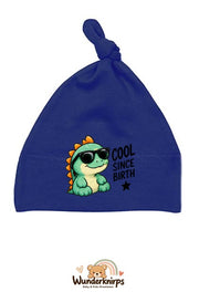 Knotenmütze Babybugz BZ15 in Marineblau mit Motiv Dino Cool since Birth