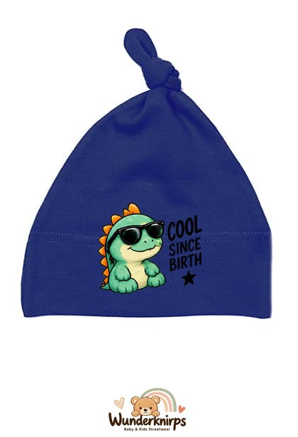 Knotenmütze Babybugz BZ15 in Marineblau mit Motiv Dino Cool since Birth