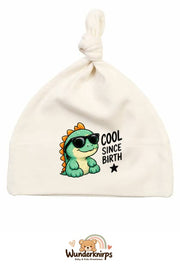 Knotenmütze Babybugz BZ15 in Natur mit Motiv Dino Cool since Birth