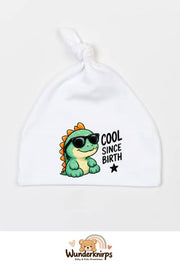 Knotenmütze Babybugz BZ15 in Weiß mit Motiv Dino Cool since Birth