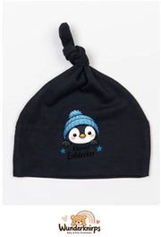 Knotenmütze Babybugz BZ15 in Schwarz mit Motiv Pinguin Kleiner Entdecker