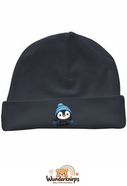 Umschlagmütze Rox-01 in Anthrazit mit Motiv Pinguin Kleiner Entdecker