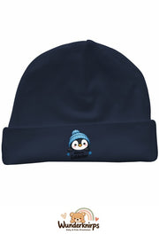Umschlagmütze Rox-01 in Marineblau mit Motiv Pinguin Kleiner Entdecker