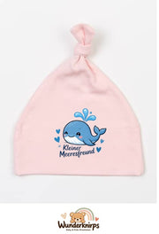 Knotenmütze Babybugz BZ15 in Pastellrosa mit Motiv Wal Kleiner Meeresfreund