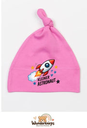 Knotenmütze Babybugz BZ15 in Bubblegum-Pink mit Motiv Rakete Kleiner Astronaut