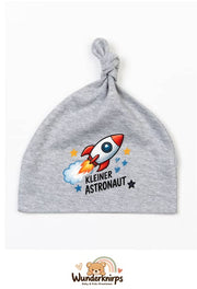 Knotenmütze Babybugz BZ15 in Grau meliert mit Motiv Rakete Kleiner Astronaut