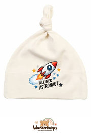 Knotenmütze Babybugz BZ15 in Natur mit Motiv Rakete Kleiner Astronaut