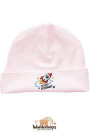 Umschlagmütze Rox-01 in Pastellrosa mit Motiv Rakete Kleiner Astronaut