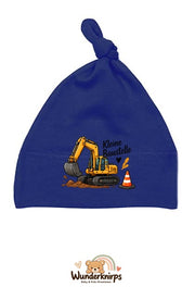 Knotenmütze Babybugz BZ15 in Marineblau mit Motiv Bagger Kleine Baustelle
