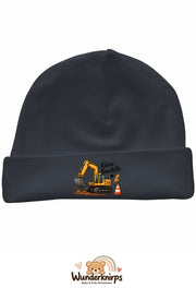 Umschlagmütze Rox-01 in Anthrazit mit Motiv Bagger Kleine Baustelle