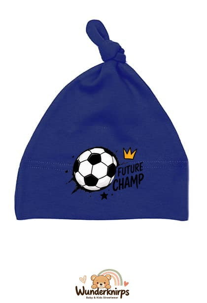 Knotenmütze Babybugz BZ15 in Marineblau mit Motiv Fußball Future Champ